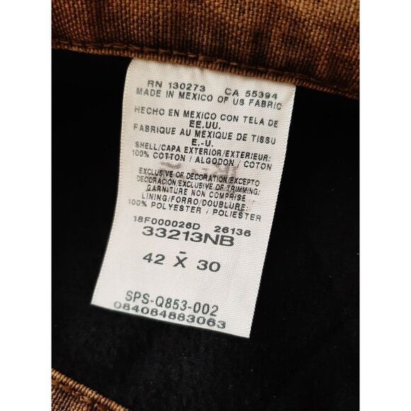 Good Used Condition Men's 42x30 Night Brown Wrangler Rugged Wear Thermal Pants - Picture 7 of 7